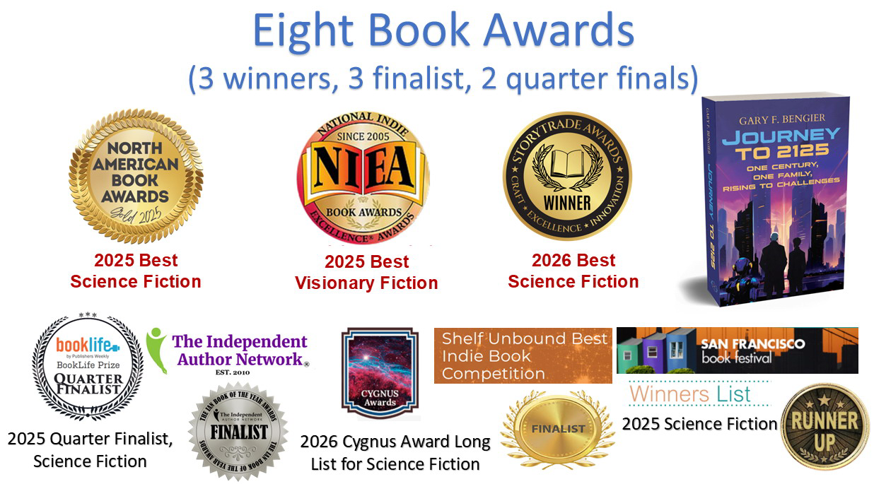 8 book awards for Journey to 2125